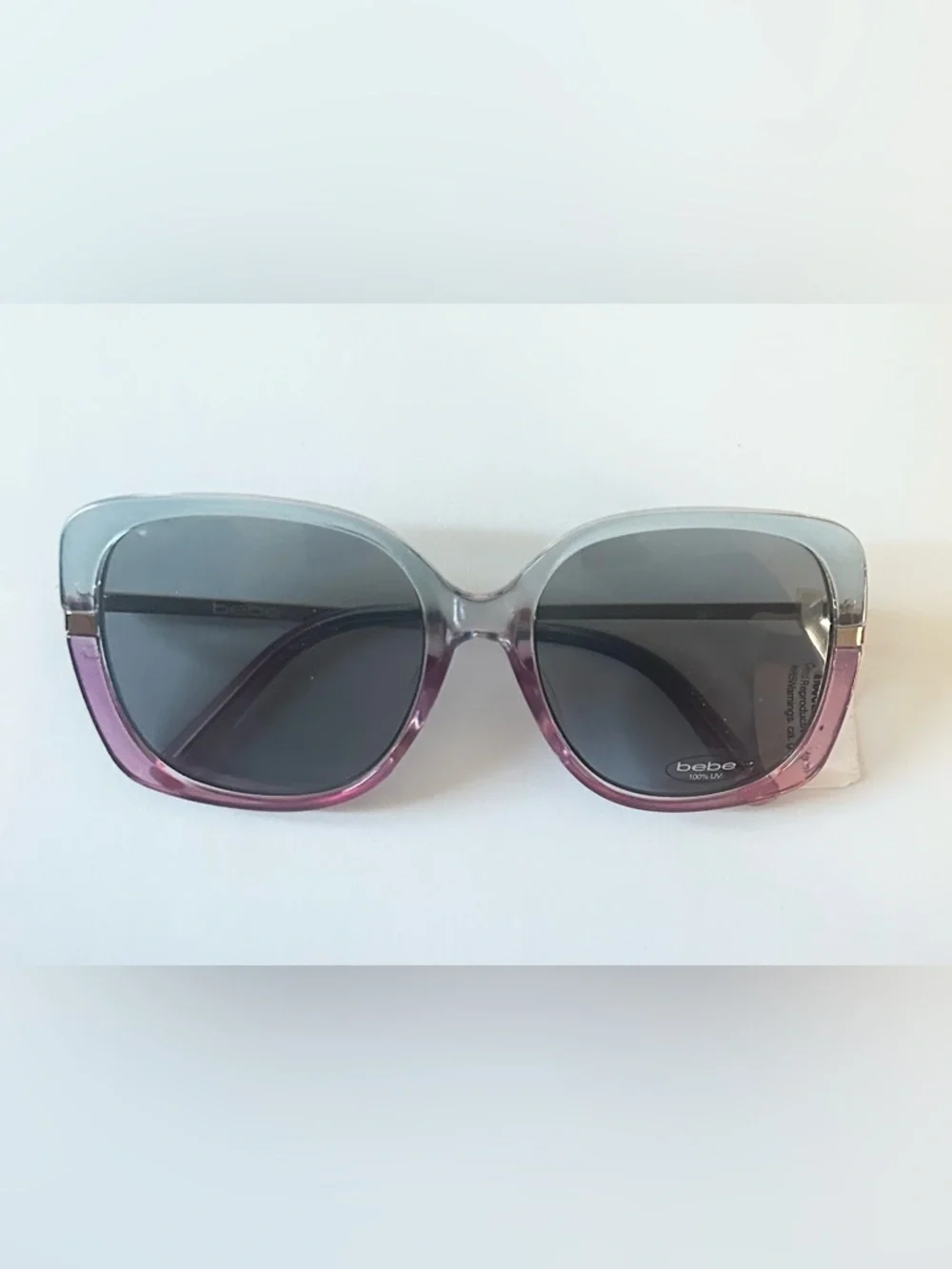 bebe Two-Tone Gray & Purple Gradient Oversized Sunglasses